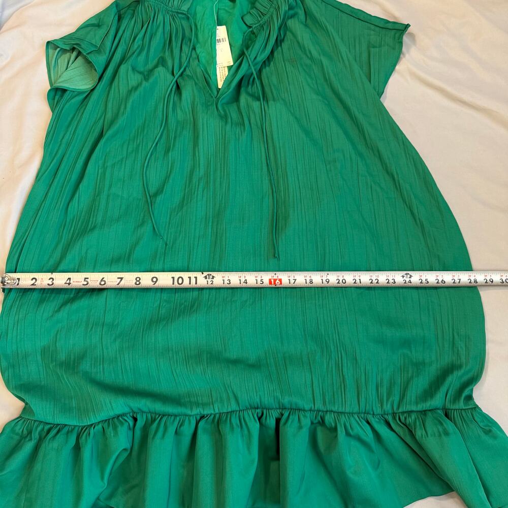 Anthropologie Emerald Green Mock Neck, Lined, Swing Dress NWT- S - Picture 13 of 15